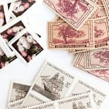 "Blush Floral and Neutral Ship Vintage Postage Set // 2 ounce envelope // $1.18 in postage per set" - Postage Stamps in pink by Flourish Fine Writing