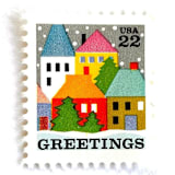 ""Winter Village Scene" Postage Stamps | Contemporary Christmas Series | Unused USPS Postage 22c | Pack of 20" - Postage Stamps in red by Heritage Post House