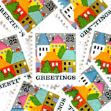 ""Winter Village Scene" Postage Stamps | Contemporary Christmas Series | Unused USPS Postage 22c | Pack of 20" - Postage Stamps in red by Heritage Post House