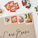 "13 Cent Rural Mailbox in Snow Postage Stamps // Set of 10 // UNUSED Vintage Stamps" - Postage Stamps in red by Flourish Fine Writing