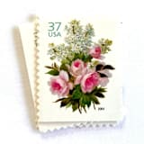 "Garden Bouquet Postage Stamps | Wedding Series | Vintage Unused USPS Postage 37c | Pack of 10" - Postage Stamps in pink by Heritage Post House