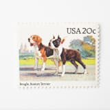 "20 Cent Beagle & Boston Terrier Postage Stamps // Set of 10 // UNUSED" - Postage Stamps in beige by Flourish Fine Writing