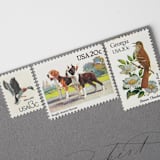 "20 Cent Beagle & Boston Terrier Postage Stamps // Set of 10 // UNUSED" - Postage Stamps in beige by Flourish Fine Writing