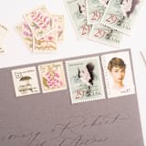 "Romantic & Classic Garden Postage Set // Set of 5 // $1.075 in postage" - Postage Stamps in pink by Flourish Fine Writing