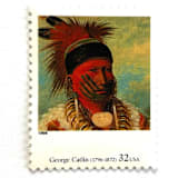 "George Catlin's "The White Cloud, Head Chief of the Iowas" Postage Stamps | Four Centuries of American Art Series | Vintage Unused USPS Postage 32c | Pack of 10" - Postage Stamps in red by Jennifer Kramer