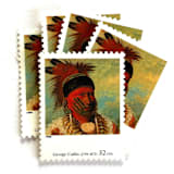 "George Catlin's "The White Cloud, Head Chief of the Iowas" Postage Stamps | Four Centuries of American Art Series | Vintage Unused USPS Postage 32c | Pack of 10" - Postage Stamps in red by Jennifer Kramer