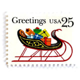 ""Sleigh with Presents" Postage Stamps | Contemporary Christmas Series | Unused USPS Postage 25c | Pack of 20" - Postage Stamps in white by Heritage Post House