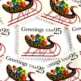 ""Sleigh with Presents" Postage Stamps | Contemporary Christmas Series | Unused USPS Postage 25c | Pack of 20" - Postage Stamps in white by Heritage Post House