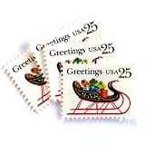 ""Sleigh with Presents" Postage Stamps | Contemporary Christmas Series | Unused USPS Postage 25c | Pack of 20" - Postage Stamps in white by Heritage Post House