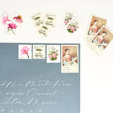 "Lady in the Garden Vintage Postage Set // 5 sets // $1.005  per set" - Postage Stamps in pink by Flourish Fine Writing