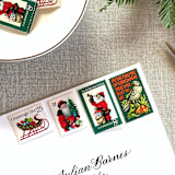 "Christmas Green Vintage Postage, 10 Sets" - Postage Stamps in green by Jennifer Kramer