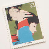"34 Cent Al Parker, "Woman combing her Hair" Postage Stamps // Set of 10 // UNUSED" - Postage Stamps in green by Flourish Fine Writing