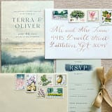 "78 cents . FLORAL vintage postage stamp variety pack . Set of 5" - Postage Stamps in multicolorassorted-colors by Kristen Melchor