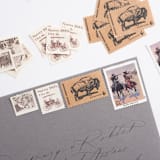 "34 Cent Frederic Remington Cowboy Postage Stamps // Set of 5 // UNUSED Vintage Stamps" - Postage Stamps in beige by Flourish Fine Writing