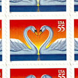 "Love Swans Postage Stamps | Love Series | Swan Couple | Heart | Wedding Stamps | Valentine | Vintage Unused USPS Postage 55c | Pack of 10" - Postage Stamps in orange by Heritage Post House