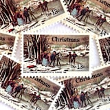 ""Currier's Winter Pastime" Postage Stamps | Contemporary Christmas Series | Unused USPS Postage 13c | Pack of 20" - Postage Stamps in multicolor by Heritage Post House