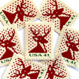 "Holiday Knits “Reindeer” Postage Stamps | Contemporary Christmas Series | Vintage Unused USPS Postage 41c | Pack of 10" - Postage Stamps in red by Jennifer Kramer