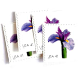 "Iris Postage Stamps | Beautiful Blooms Series | Purple Flowers | Botanical | Wedding Stamps | Vintage Unused USPS Postage 41c | Pack of 10" - Postage Stamps in purple by Heritage Post House
