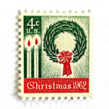 ""Christmas Wreath and Candles" Postage Stamps | Contemporary Christmas Series | Unused USPS Postage 4c | Pack of 20" - Postage Stamps in green by Heritage Post House