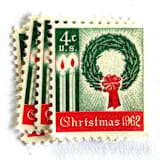 ""Christmas Wreath and Candles" Postage Stamps | Contemporary Christmas Series | Unused USPS Postage 4c | Pack of 20" - Postage Stamps in green by Heritage Post House
