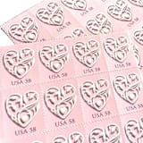 "Pink Wedding Hearts Postage Stamps | Wedding Series | Vintage Unused USPS Postage 58c | Pack of 10" - Postage Stamps in pink by Heritage Post House