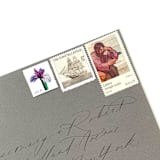 "41 Cent Purple Iris Flower Postage Stamps // Set of 5 // UNUSED" - Postage Stamps in purple by Flourish Fine Writing