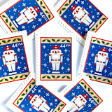 "Winter Holidays “Toy Soldier” Postage Stamps | Contemporary Christmas Series | Vintage Unused USPS Postage 44c | Pack of 10" - Postage Stamps in blue by Jennifer Kramer