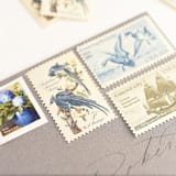"Blue and Neutral Preserving Wetlands Postage Set // Set  of 5 // $1.23 in  postage" - Postage Stamps in blue by Flourish Fine Writing