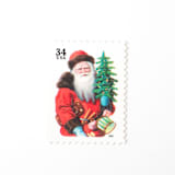 "34 Cent Vintage Santa with Drum Postage Stamps // Set of 10 // UNUSED Holiday Postage Stamps" - Postage Stamps in red by Flourish Fine Writing