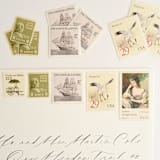 "Green and Neutral Art and Gardens Postage Set // Set of 5 // $.965 in postage" - Postage Stamps in green by Flourish Fine Writing