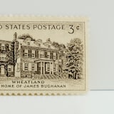 "Vintage Unused Stamps - Wheatland Buchanan, 3 cent - Set of 5" - Postage Stamps in beige by Tablo Post