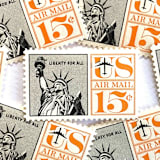 ""Statue of Liberty" Air Mail Postage Stamps | Unused USPS Postage 15c | Pack of 10" - Postage Stamps in orange by Heritage Post House