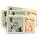 ""Statue of Liberty" Air Mail Postage Stamps | Unused USPS Postage 15c | Pack of 10" - Postage Stamps in orange by Heritage Post House
