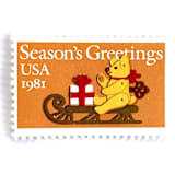 ""Teddy Bear and Sleigh" Postage Stamps | Contemporary Christmas Series | Unused USPS Postage 20c | Pack of 20" - Postage Stamps in gold by Heritage Post House