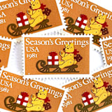 ""Teddy Bear and Sleigh" Postage Stamps | Contemporary Christmas Series | Unused USPS Postage 20c | Pack of 20" - Postage Stamps in gold by Heritage Post House