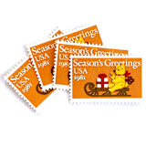 ""Teddy Bear and Sleigh" Postage Stamps | Contemporary Christmas Series | Unused USPS Postage 20c | Pack of 20" - Postage Stamps in gold by Heritage Post House