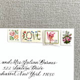 "Pink Floral Love Vintage Postage, 10 Sets" - Postage Stamps in pink by Jennifer Kramer