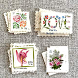 "Pink Floral Love Vintage Postage, 10 Sets" - Postage Stamps in pink by Jennifer Kramer