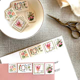 "Pink Floral Love Vintage Postage, 10 Sets" - Postage Stamps in pink by Jennifer Kramer