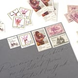 "3 Cent Charter Oak // Set of 10 // UNUSED vintage postage stamps" - Postage Stamps in pink by Flourish Fine Writing