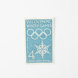 "4 Cent Olympic Winter Games // Set of 10 // UNUSED Vintage Stamps" - Postage Stamps in blue by Flourish Fine Writing