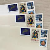 "78 cents . Partridge in a Pear Tree Vintage Postage Stamps . Set of 5" - Postage Stamps in blue by Kristen Melchor