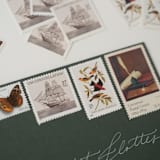 "Neutral and Brown Birds and Ships Postage Set // $1.08 // Set of 5 // 2 ounce envelope" - Postage Stamps in brown by Flourish Fine Writing