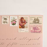 "Blush and Neutral Vintage Postage Set // Set of 5 // 82.5 Cents in postage" - Postage Stamps in pink by Flourish Fine Writing