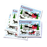 ""Sleigh and Village Scene" Postage Stamps | Contemporary Christmas Series | Unused USPS Postage 25c | Pack of 20" - Postage Stamps in multicolor by Heritage Post House