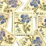 "Flax Flower Postage Stamps | Herbs Series | Botanical | Wedding Stamps | Vintage Unused USPS Postage 29c | Pack of 10" - Postage Stamps in blue by Heritage Post House