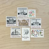 "76 cents . Floral Love vintage postage stamps . Set of 5" - Postage Stamps in white by Kristen Melchor