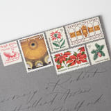 "5 Cent Christmas Poinsettia Postage Stamps // Set of 10 // UNUSED Vintage Stamps" - Postage Stamps in red by Flourish Fine Writing