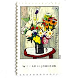 "Flowers Painting Postage Stamps | William H. Johnson | American Treasures Series | Bouquet | Vintage Unused USPS Postage Forever Stamp | Pack of 10" - Postage Stamps in yellow by Heritage Post House