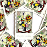 "Flowers Painting Postage Stamps | William H. Johnson | American Treasures Series | Bouquet | Vintage Unused USPS Postage Forever Stamp | Pack of 10" - Postage Stamps in yellow by Heritage Post House